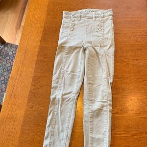 American Eagle Light Grey Super High Rise Jegging Crop Size 00 Short